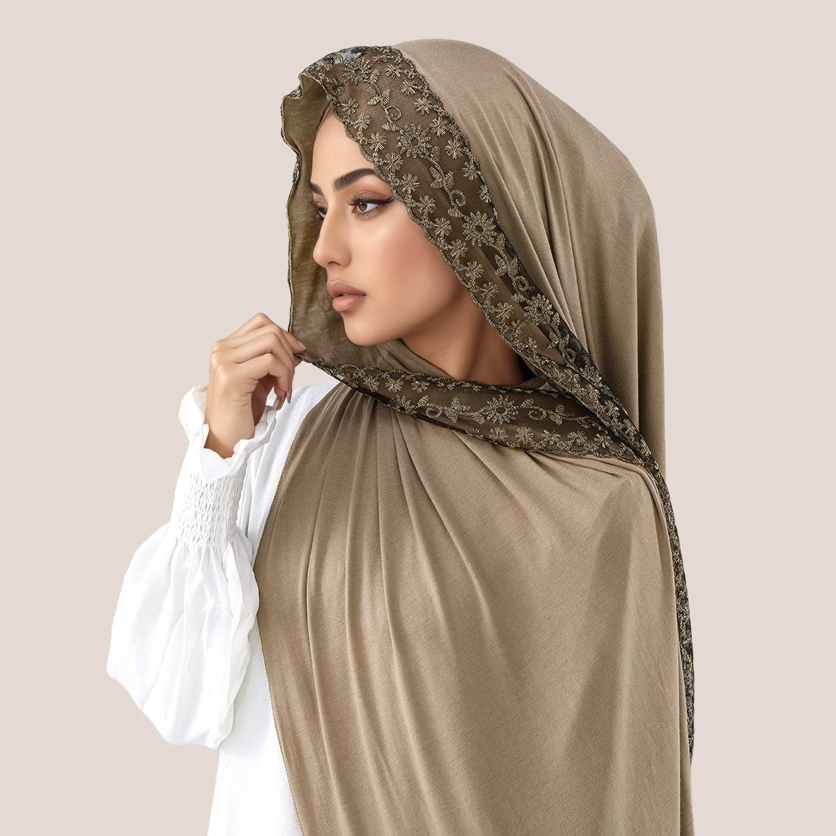 Head Wrap Turban - الدانتيل والتطريز القطن جيرسي مسلم الحجاب