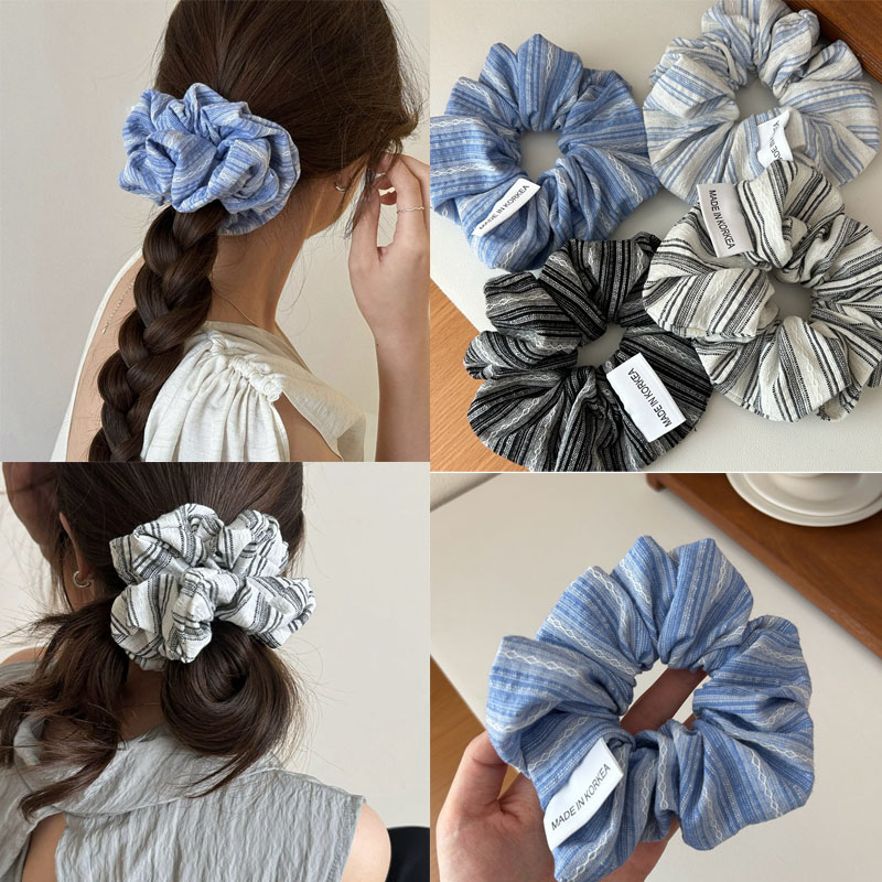 Silk Tie Striped - 2024 كوريا موضة شريط الشعر الأربطة