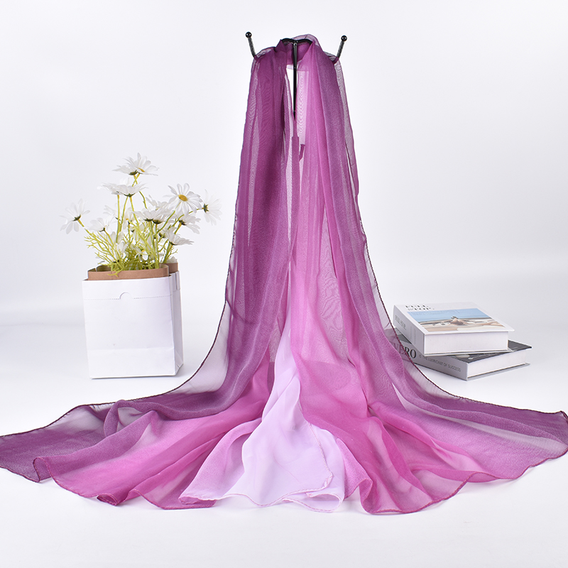 Face Scarf Mask - وشاح طويل من الحرير المتدرج ،