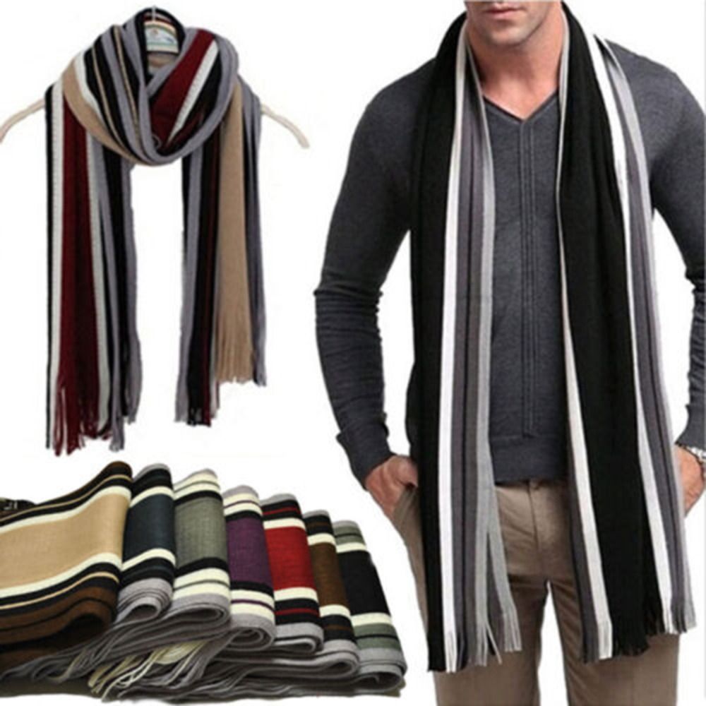 الكشمير الرجال وشاح مخطط موضة  - مراجعة Muffler Men Wool وسعره