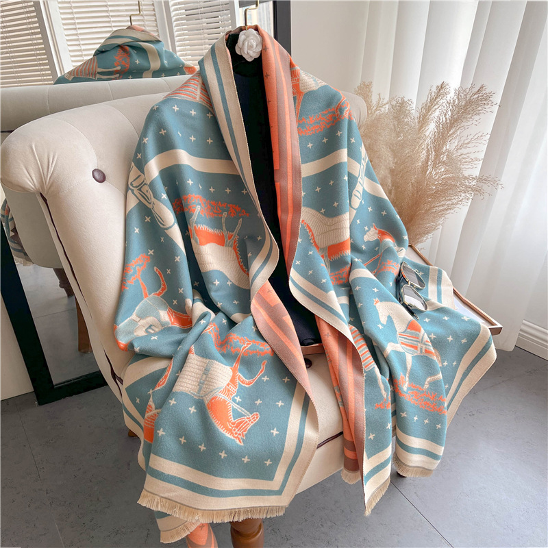 الفاخرة الحصان طباعة سميكة بطا - مراجعة Woven Scarf Blanket وسعره