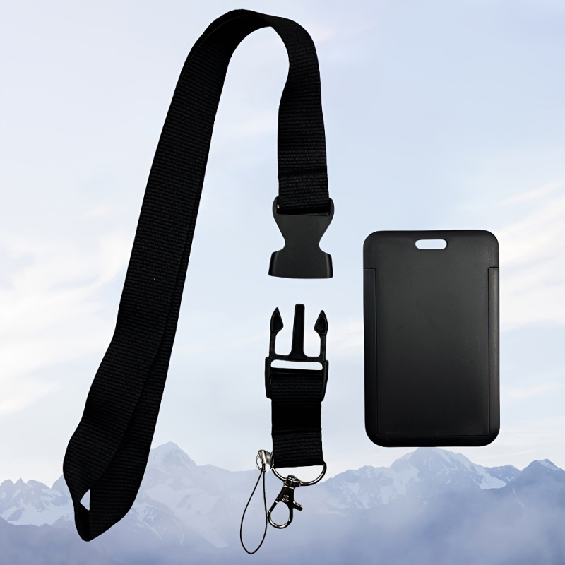 حامل بطاقة تعريف أسود مع حزام  - مراجعة Lanyard Badge Holder وسعره