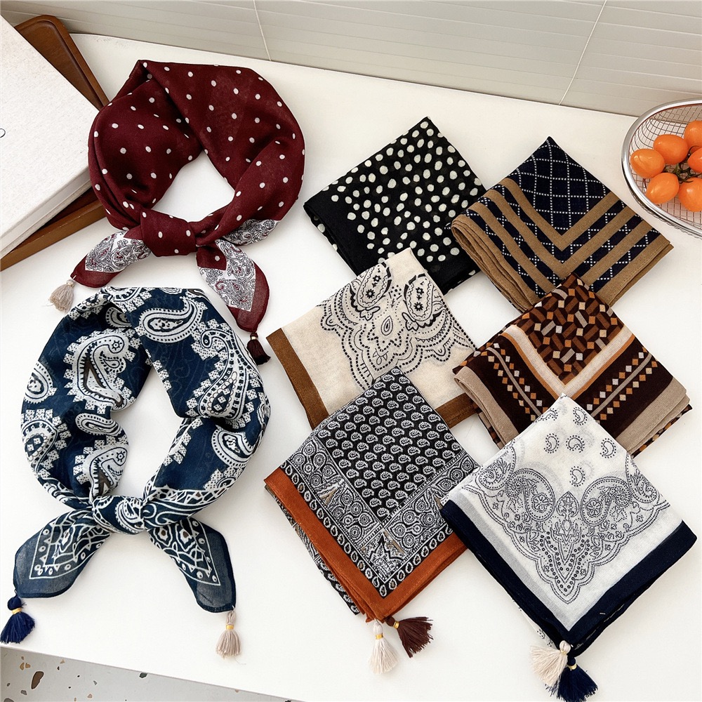 وشاح مربع عتيق مزخرف بشراشيب ل - مراجعة Bandana Cotton وسعره