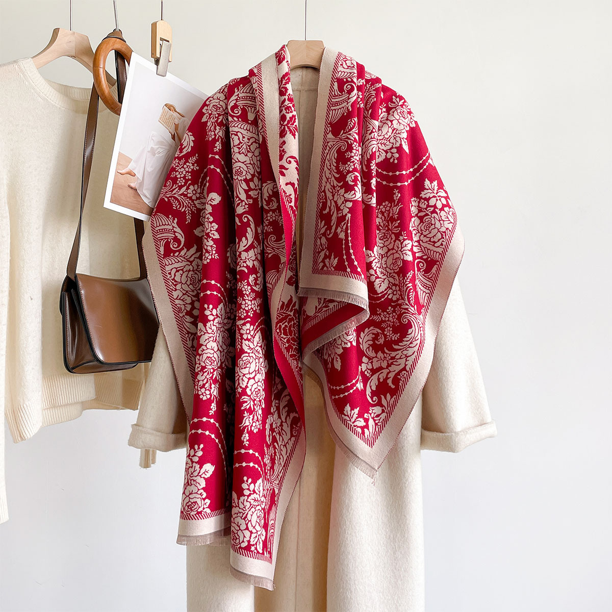 وشاح نسائي من الكشمير الصناعي  - مراجعة Pashmina Wrap Large وسعره