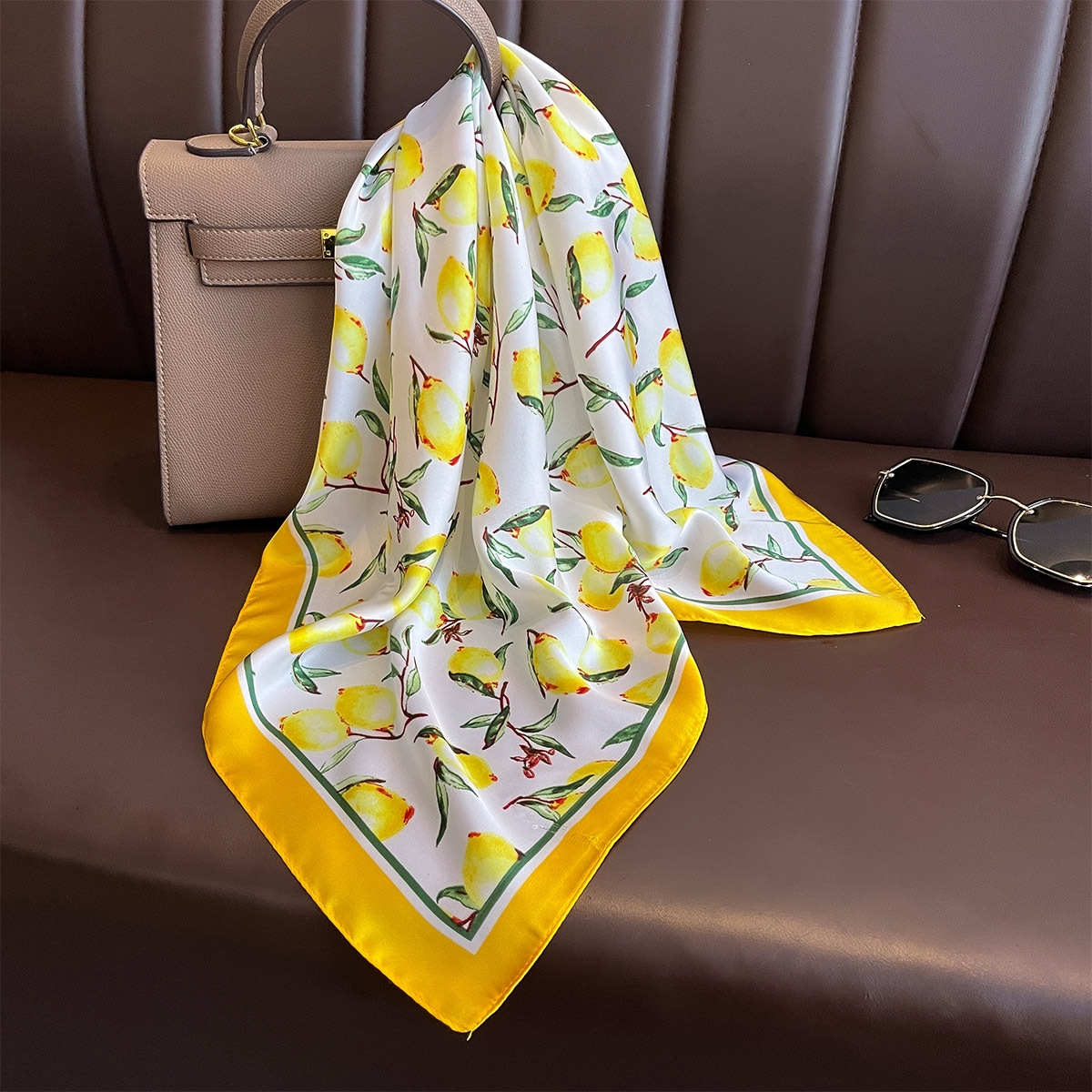 2025 جديد الأصفر الليمون طباعة - مراجعة Ascot Neck Scarf وسعره