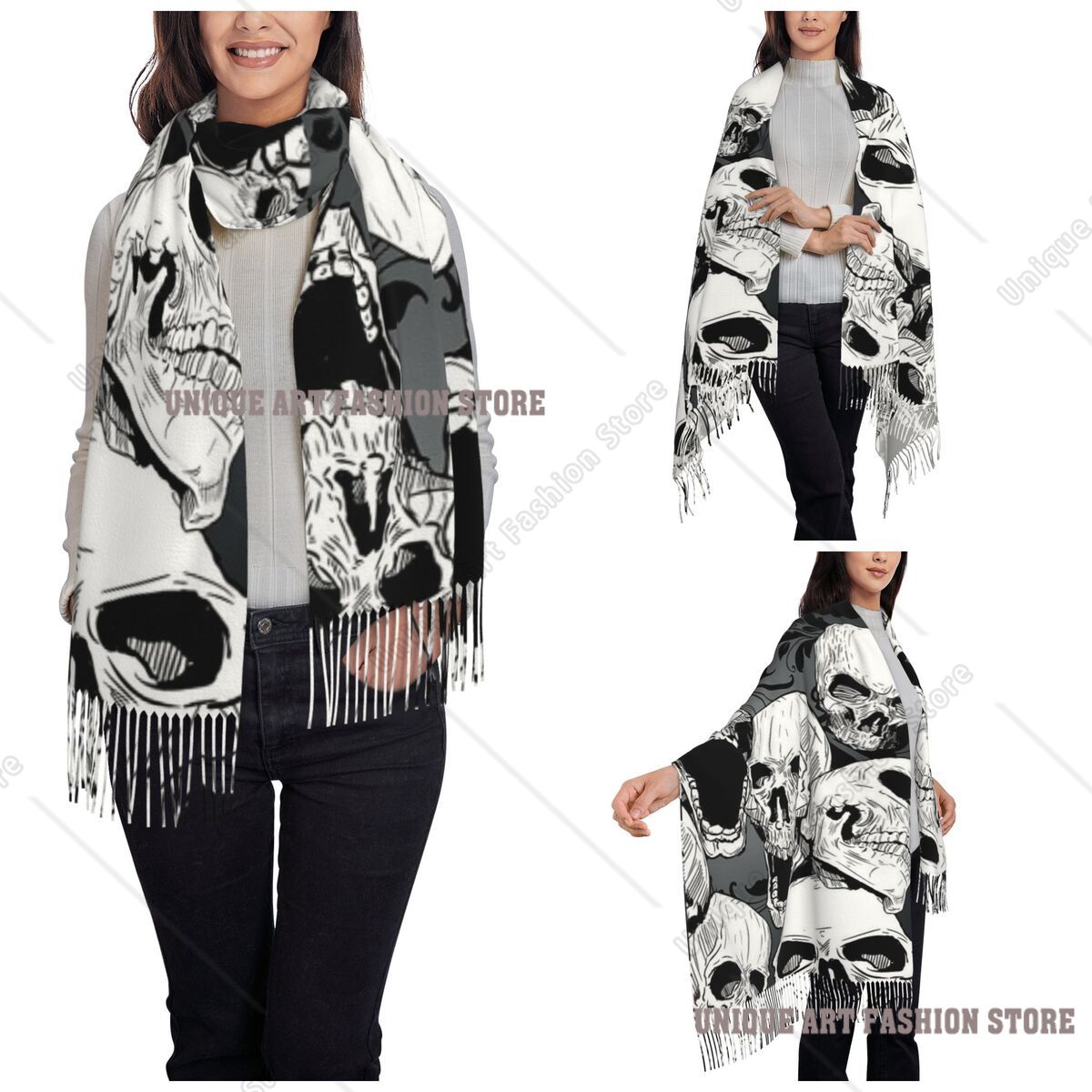المرأة شرابة وشاح الموت الجمجم - مراجعة Pashmina Wrap Large وسعره